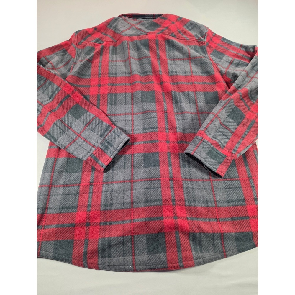 O'Neill SuperFleece Mens XL Red Grey Plaid Button Front Flannel Shirt Jacket - Picture 6 of 7